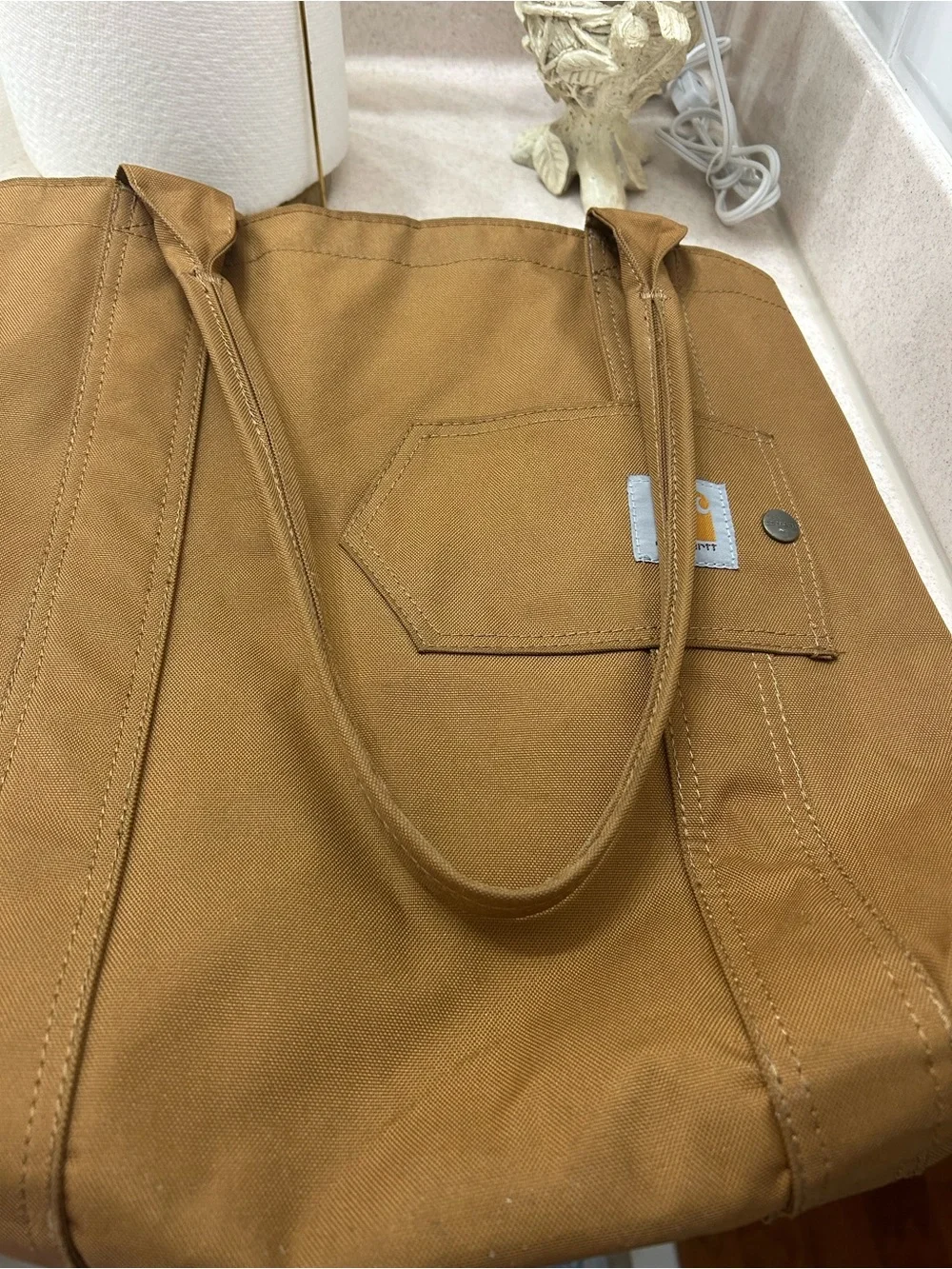 Carhartt Brown/Tan Canvas Tote Bag 14x15”. Excellent condition. - Picture 8 of 11